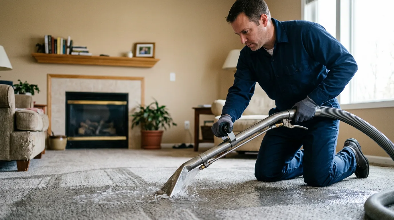 Water damage restoration technician working near Seymour, IL